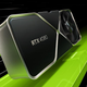 An RTX 4080 graphics card black and silver skating along neon green lines.